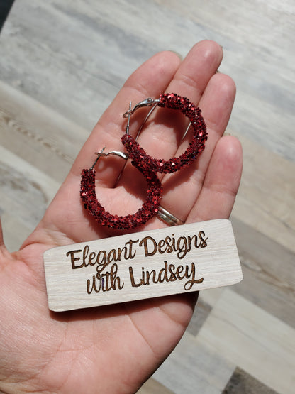 Red Glitter Hoop earrings