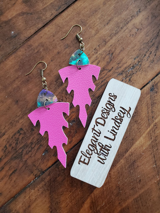Purple Aztec warrior Faux leather earrings