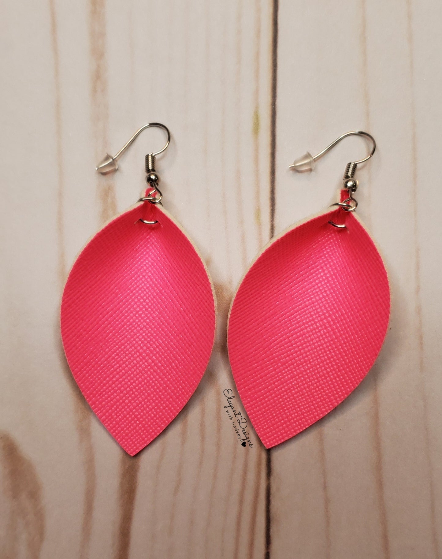 Neon pink Faux leather earrings