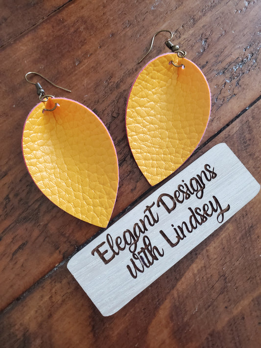 Yellow Faux leather earrings