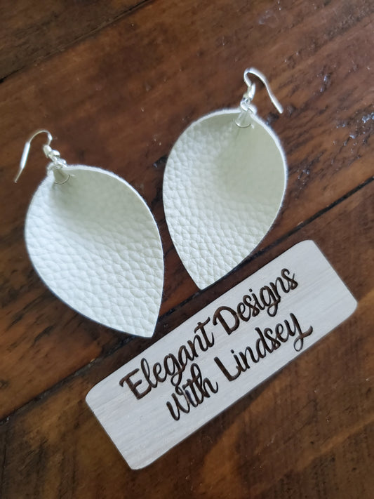 White Faux leather earrings