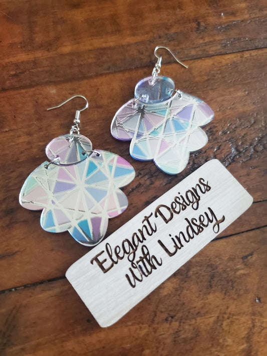 Stained "glass" scalloped acrylic earrings