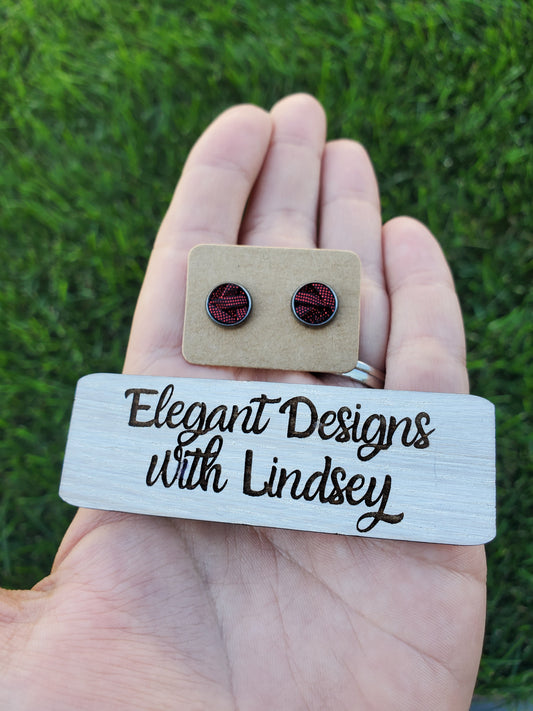 Burgundy stripe Stud Earrings