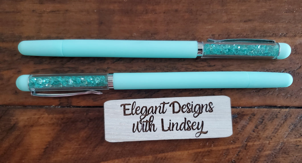 Aqua rhinestone pen – Elegant Designs with Lindsey