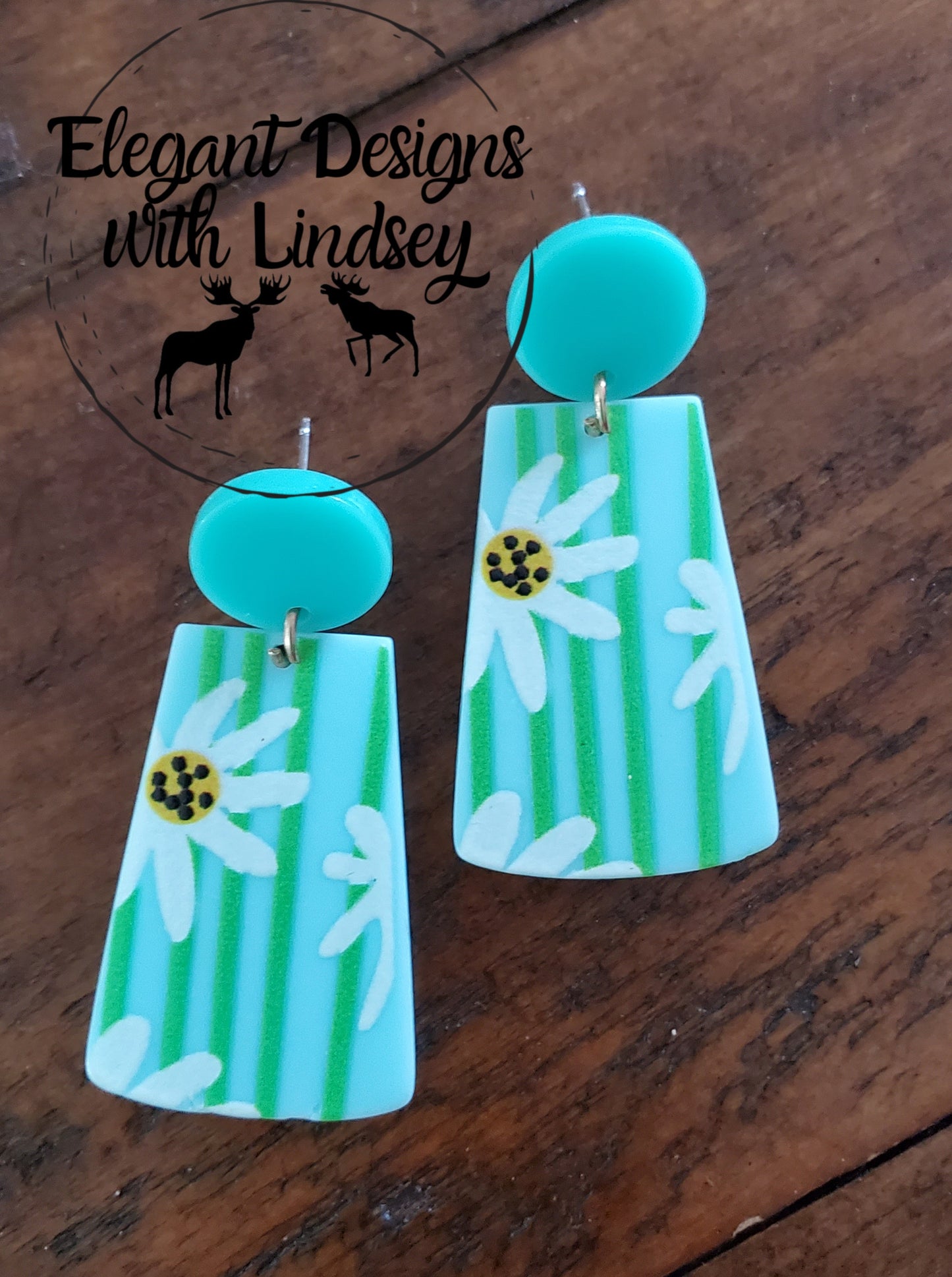 Flowers and stripes Acrylic Earrings