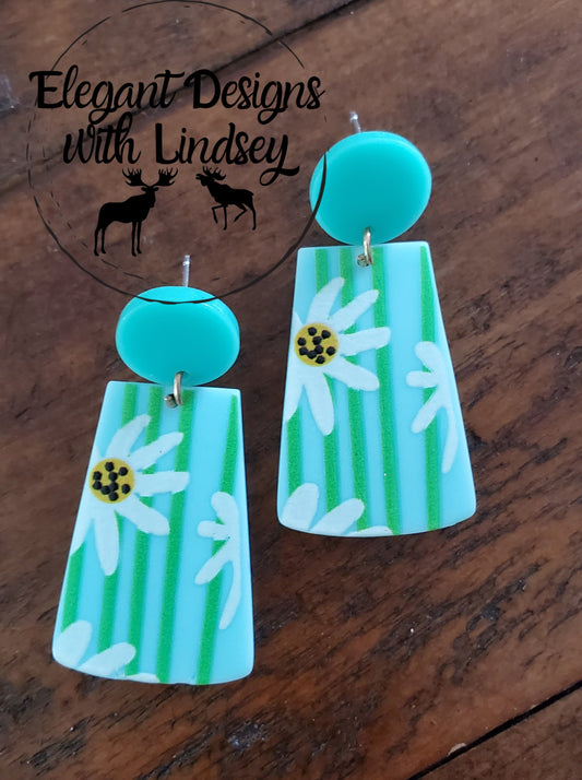 Flowers and stripes Acrylic Earrings