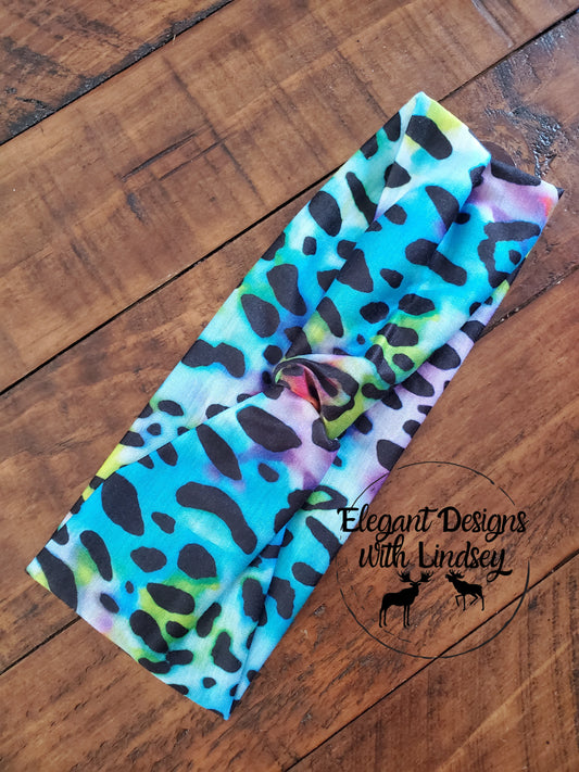 Infinity blue/purple cheetah headband