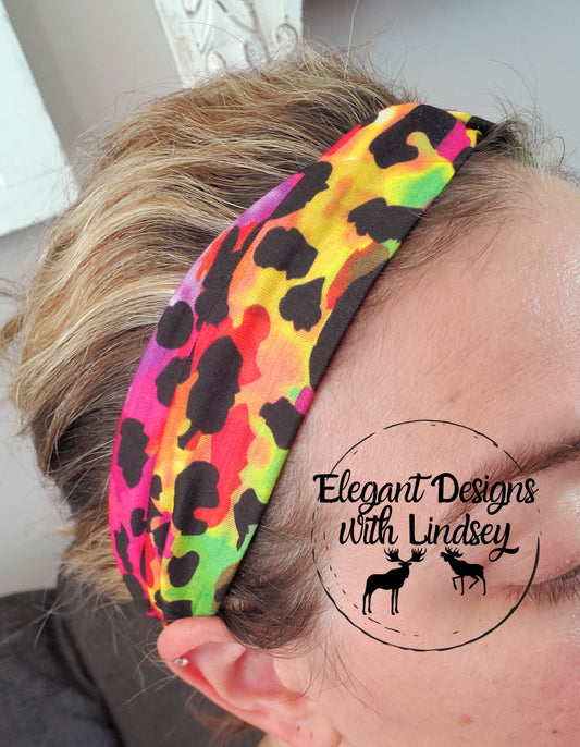 Infinity rainbow cheetah headband