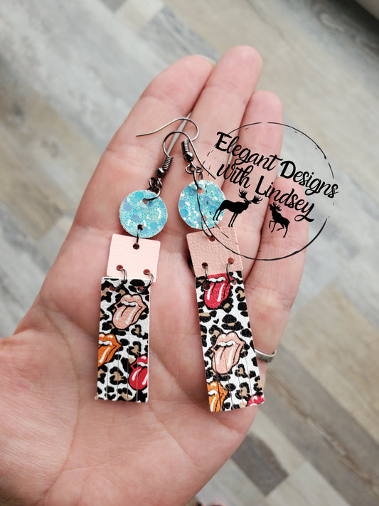 Rock & Roll skinny fringe Faux leather earrings