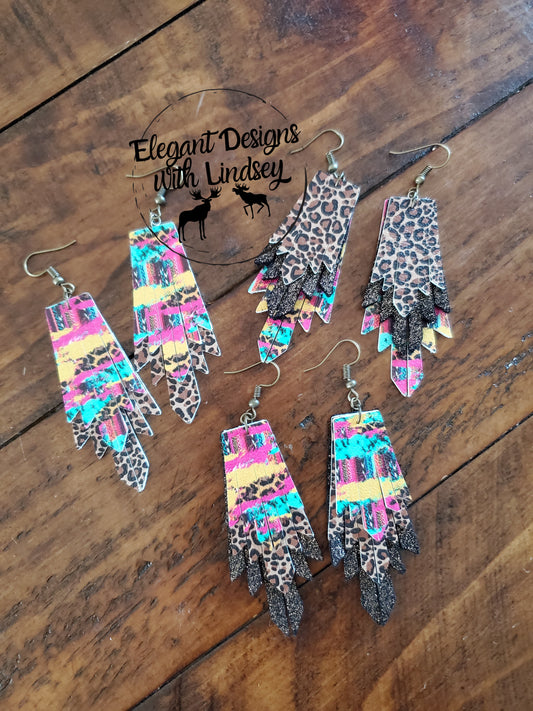 Cheetah Mini Boho Fring faux leather earrings