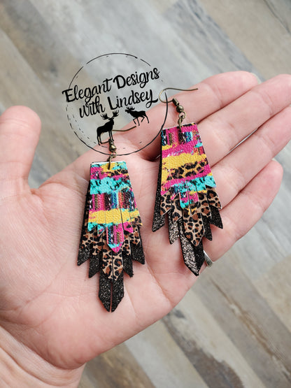 Cheetah Mini Boho Fring faux leather earrings