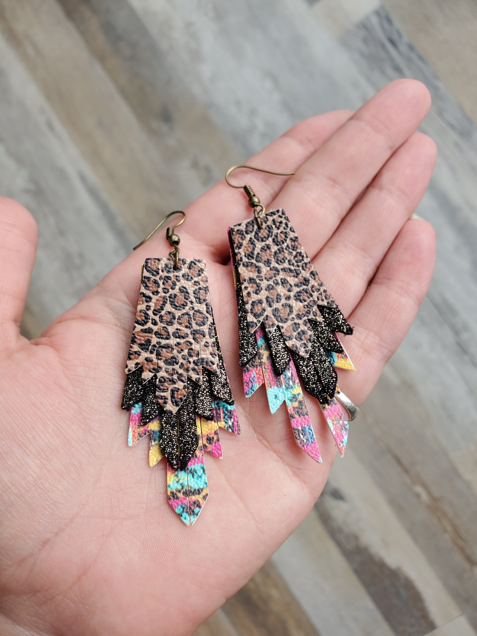 Cheetah cheap leather earrings