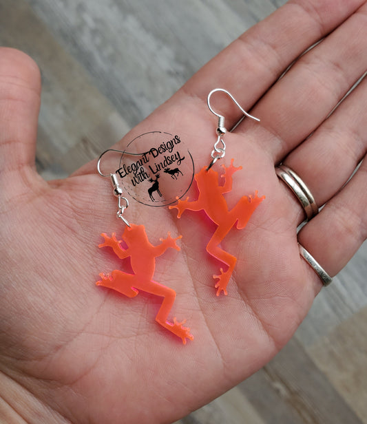 Pink transparent Frog Acrylic Earrings
