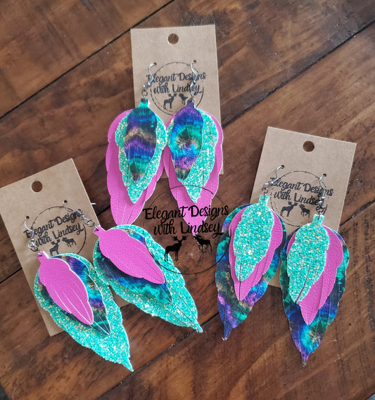 Dakota tye-dye fringe faux leather earrings