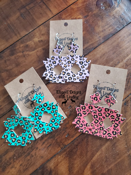 Aztec Faux leather earrings