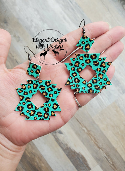 Aztec Faux leather earrings