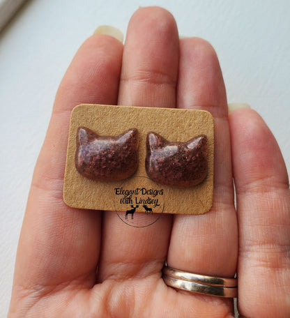 Cat Resin Stud Earrings