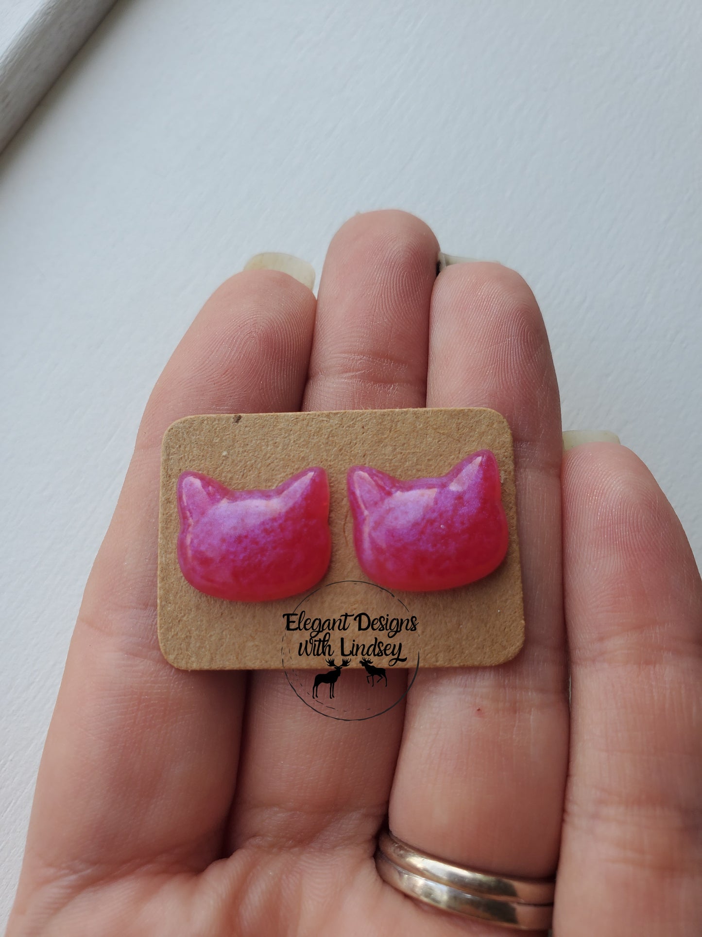 Cat Resin Stud Earrings