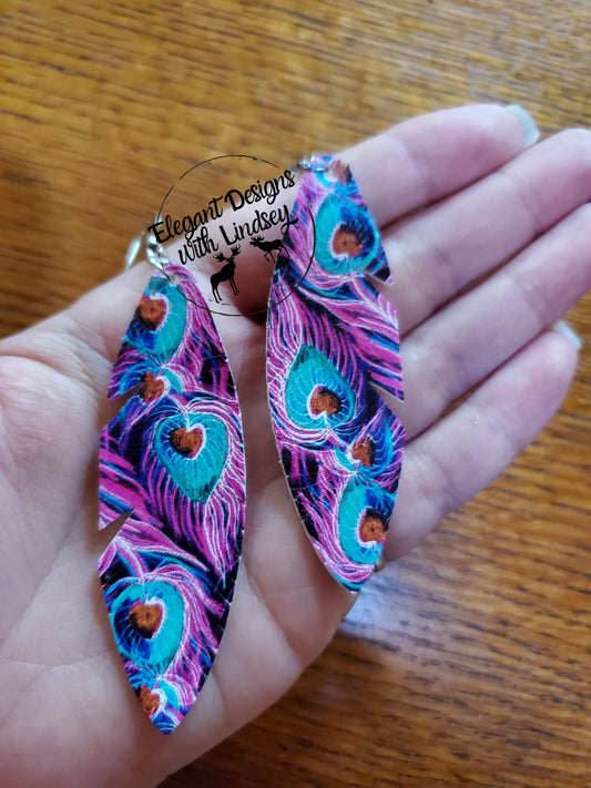 Feather Faux leather earrings