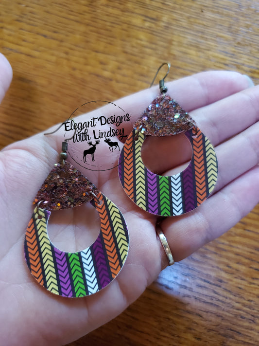 Fall Faux Circle Scoop leather earrings
