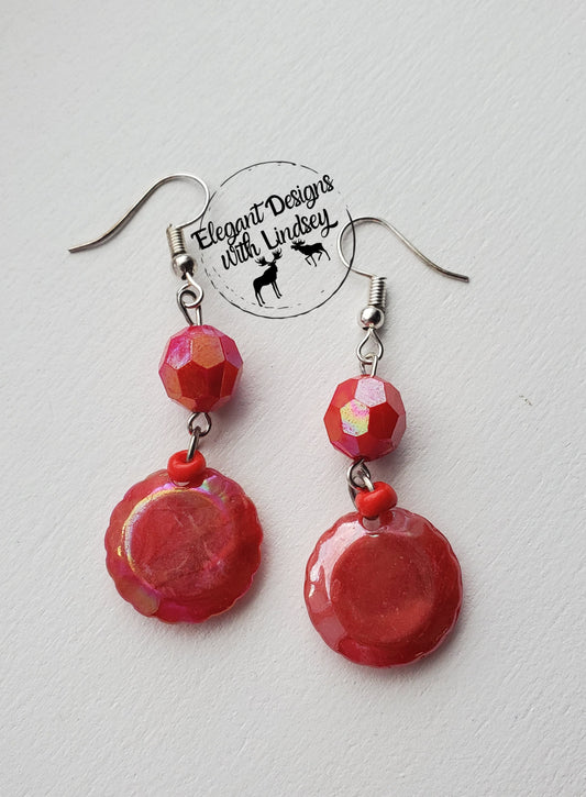 Red bead earrings