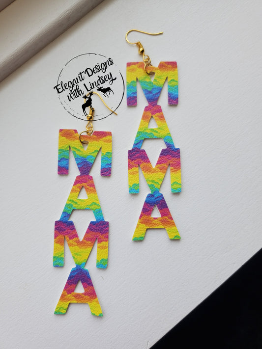 MAMA faux Leather Earrings