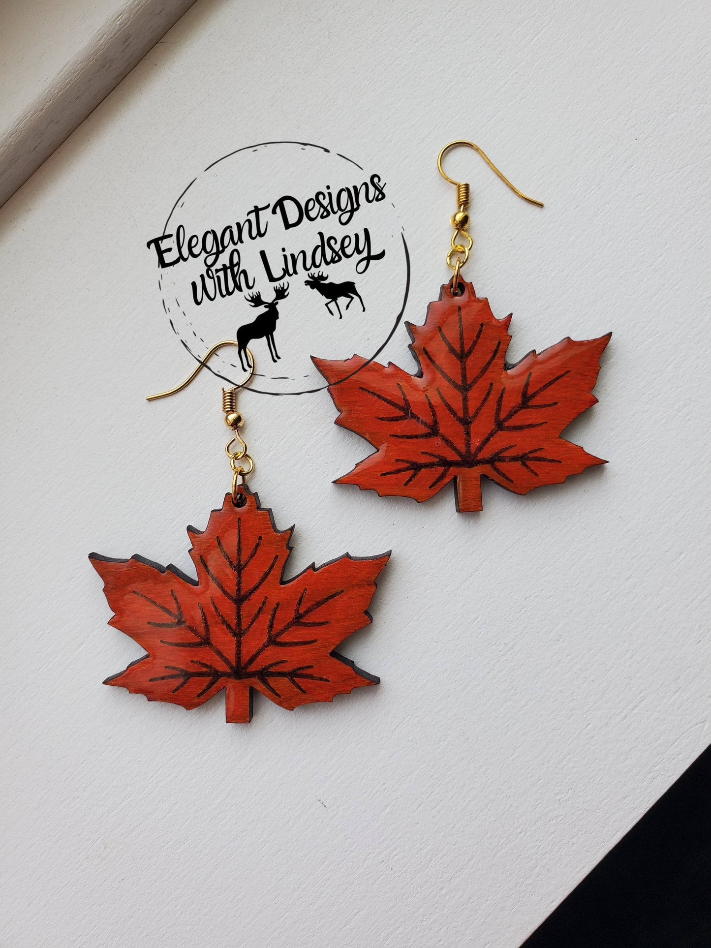 Oak leaf Wood Earrings
