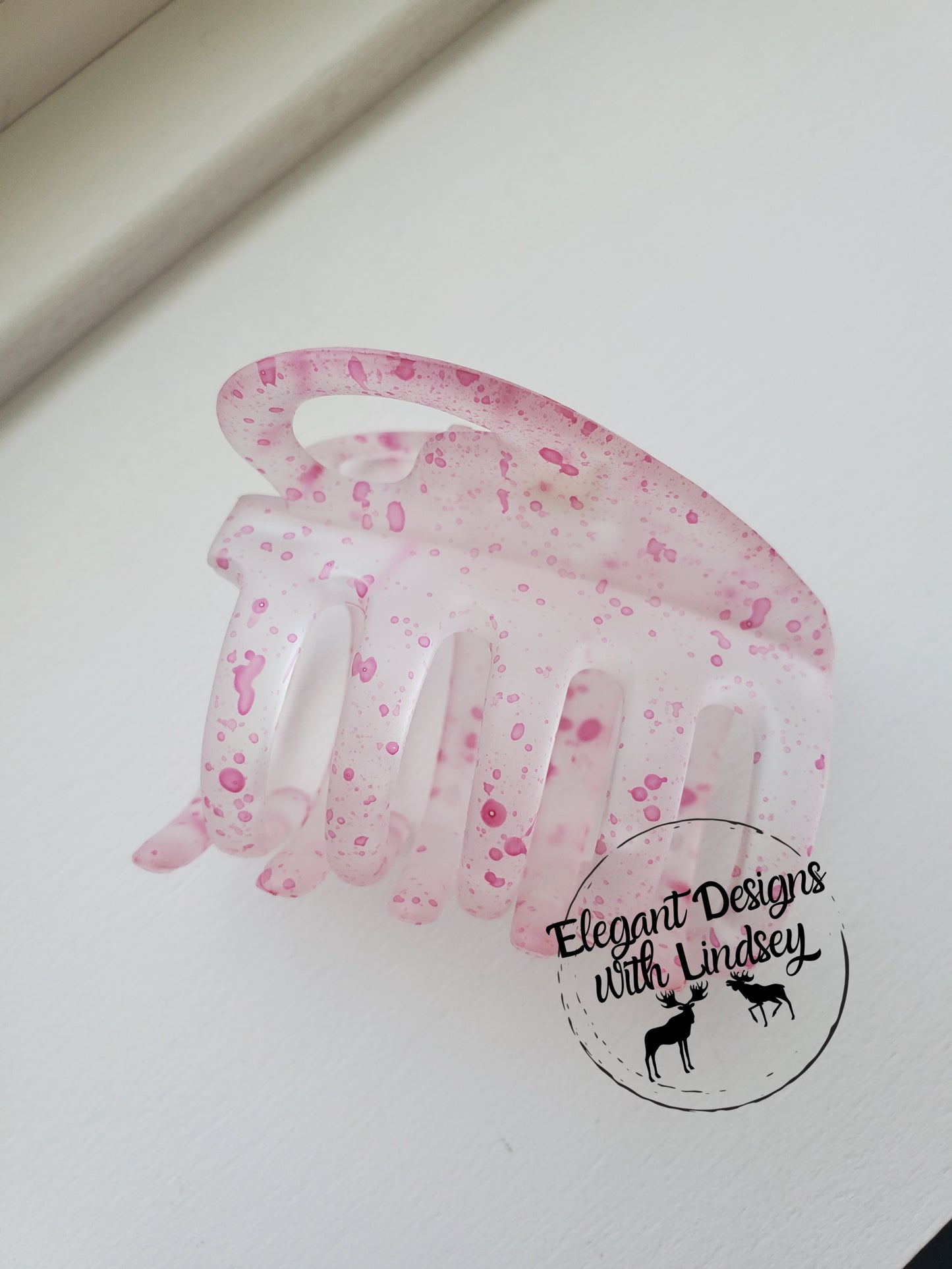 Light Pink Splatter "heart" hair Clip