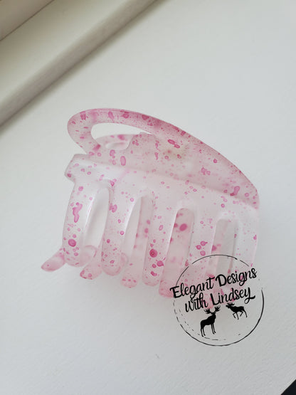 Light Pink Splatter "heart" hair Clip