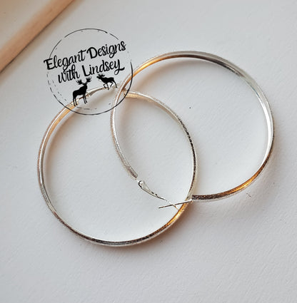 Silver Textured Hoops