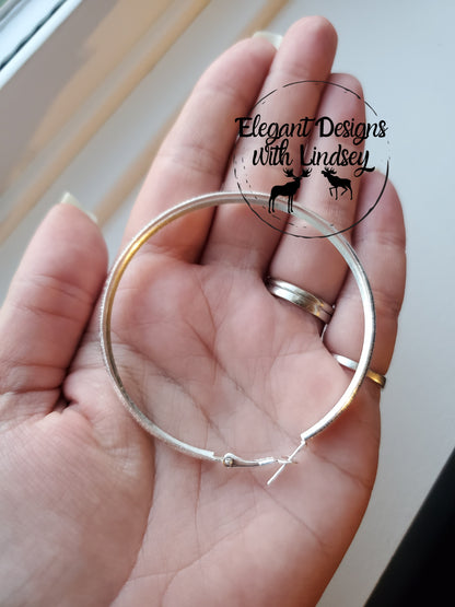 Silver Textured Hoops