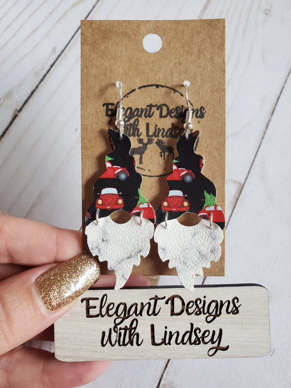 Christmas gnome faux leather earrings-s