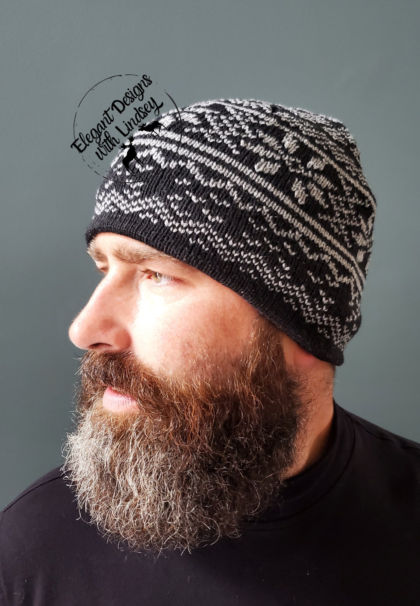Men's Blue fleece lined beanie hat