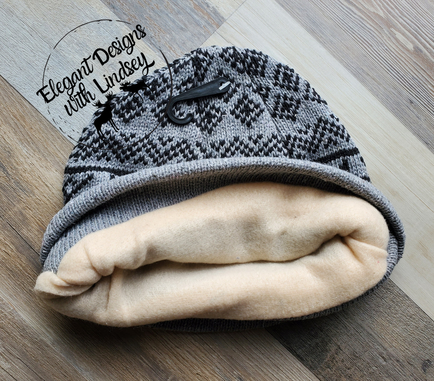 Men's Blue fleece lined beanie hat