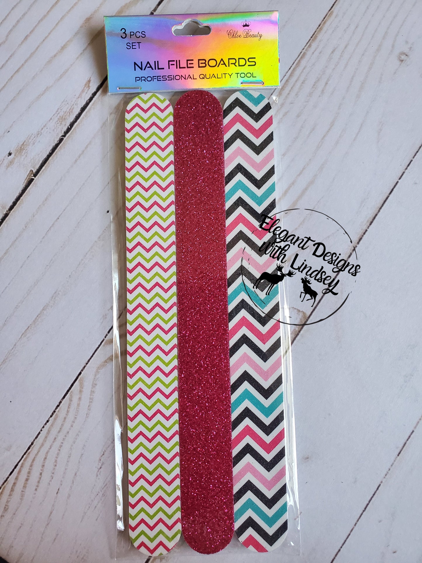 3pk Nail Files - Pink Glitter