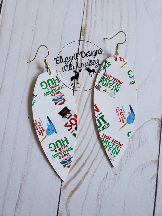 Christmas friend Faux leather earrings