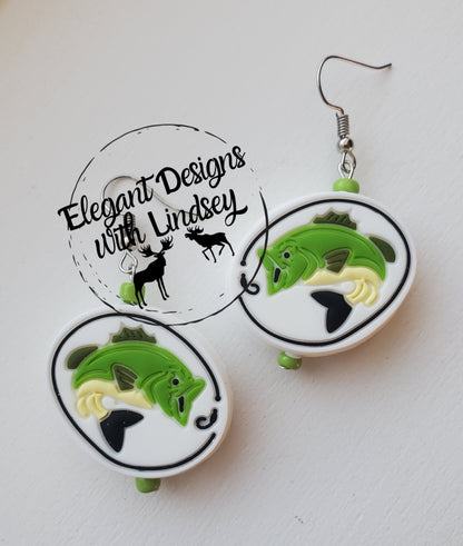Hooked Fish Silicone Bead Earrings