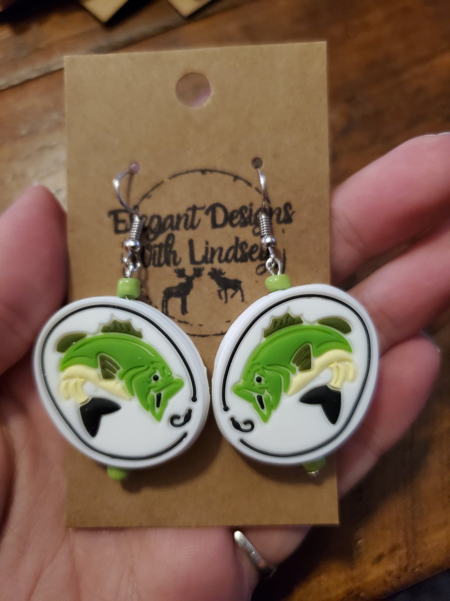 Hooked Fish Silicone Bead Earrings