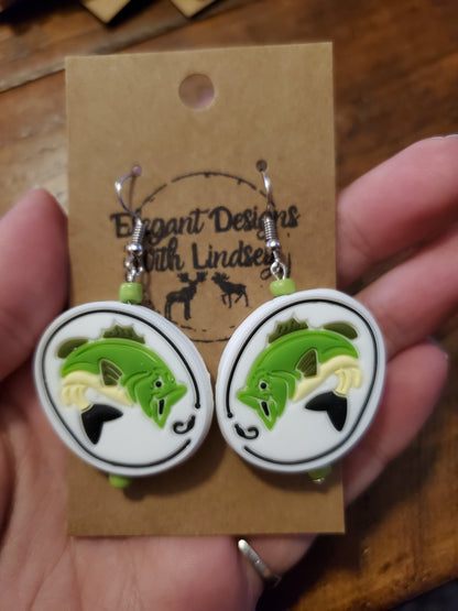 Hooked Fish Silicone Bead Earrings