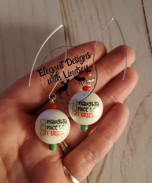 "I Tried"  Bead Earrings