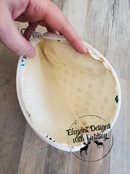 Brown Flower Pouch faux leather