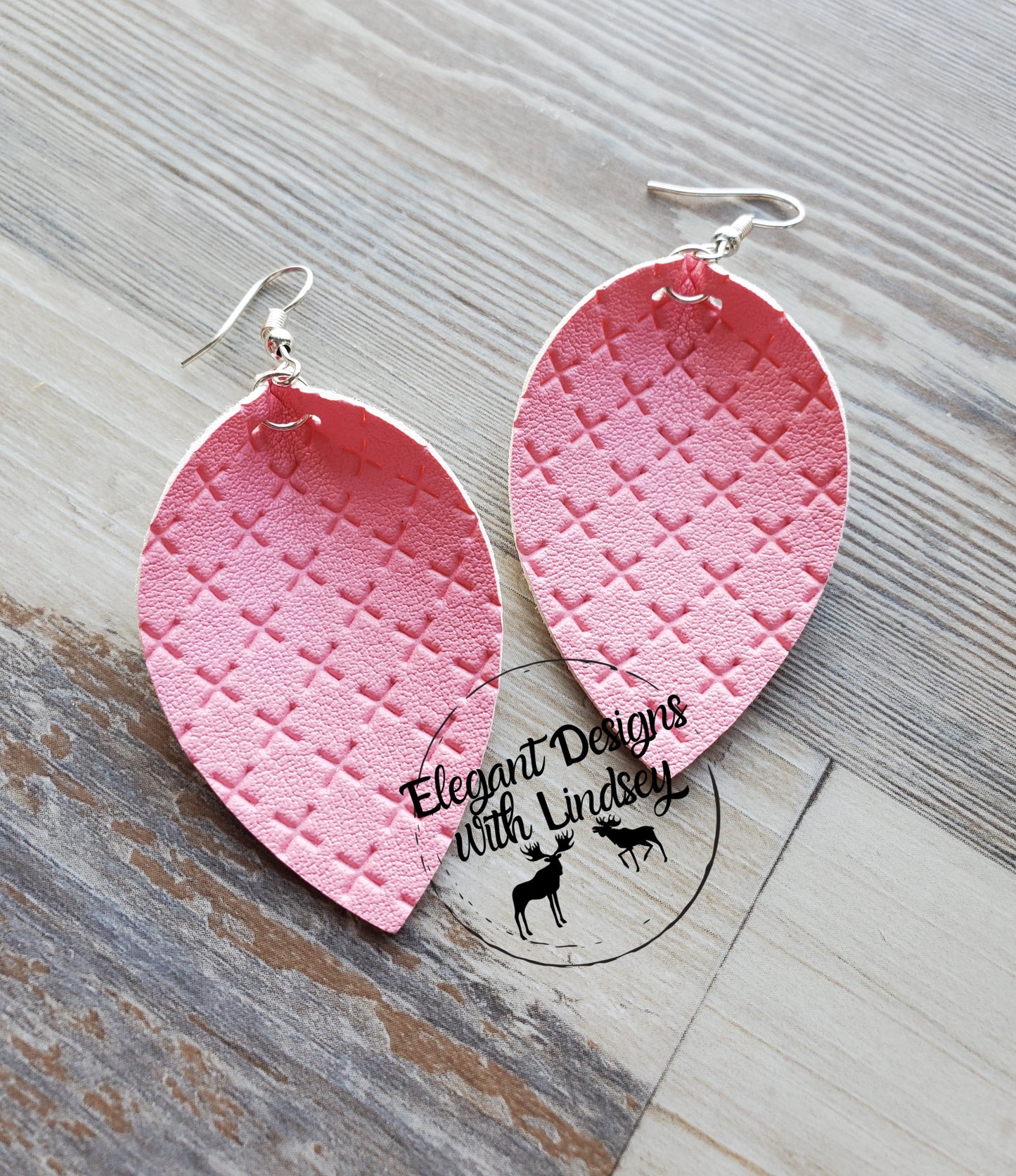 Light Pink Textured Faux leather earrings