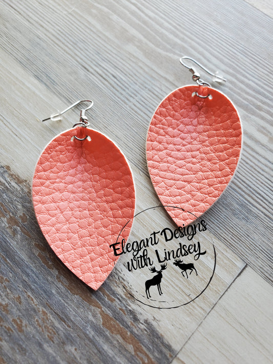 Peach Faux leather earrings