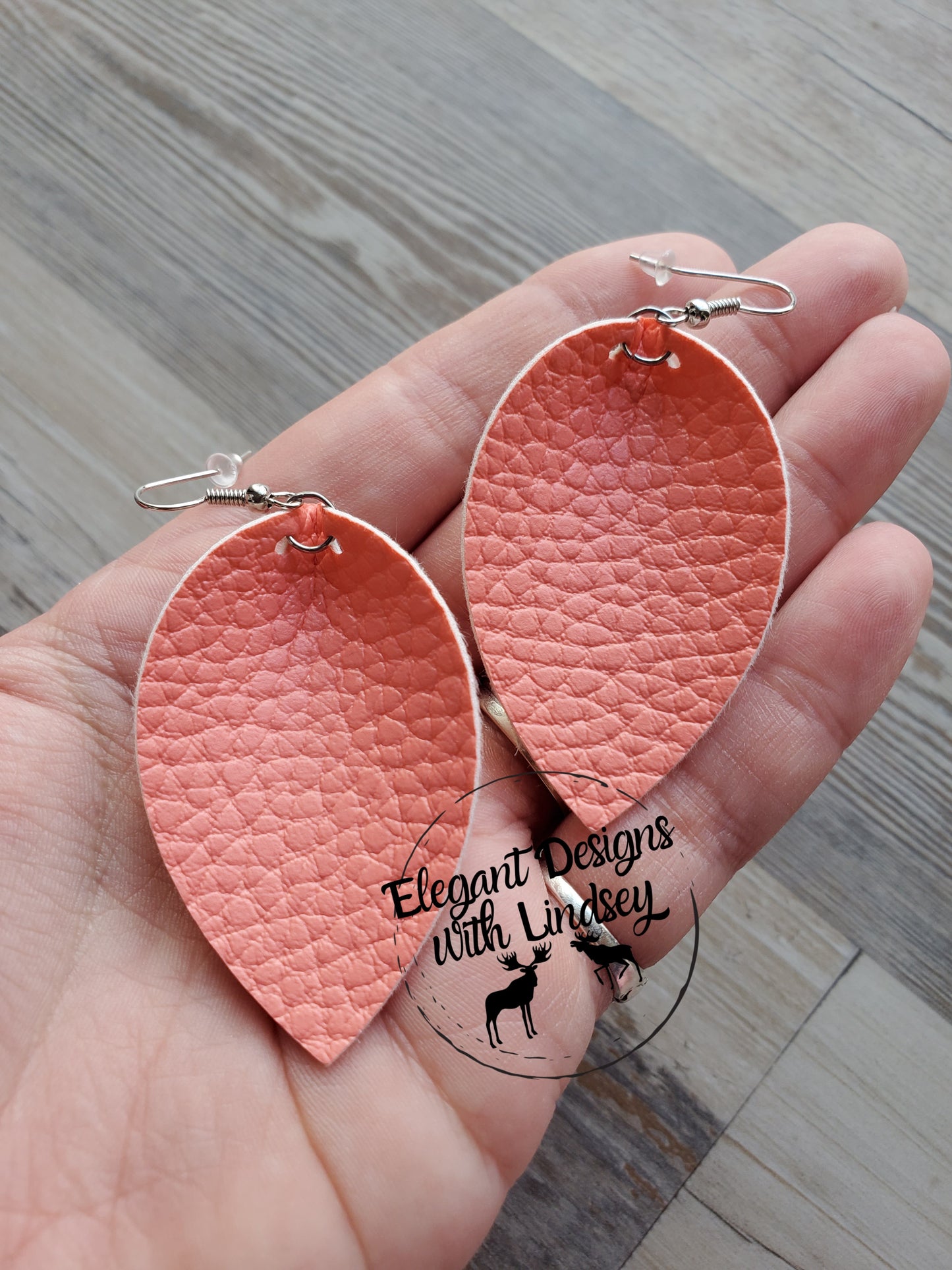 Peach Faux leather earrings
