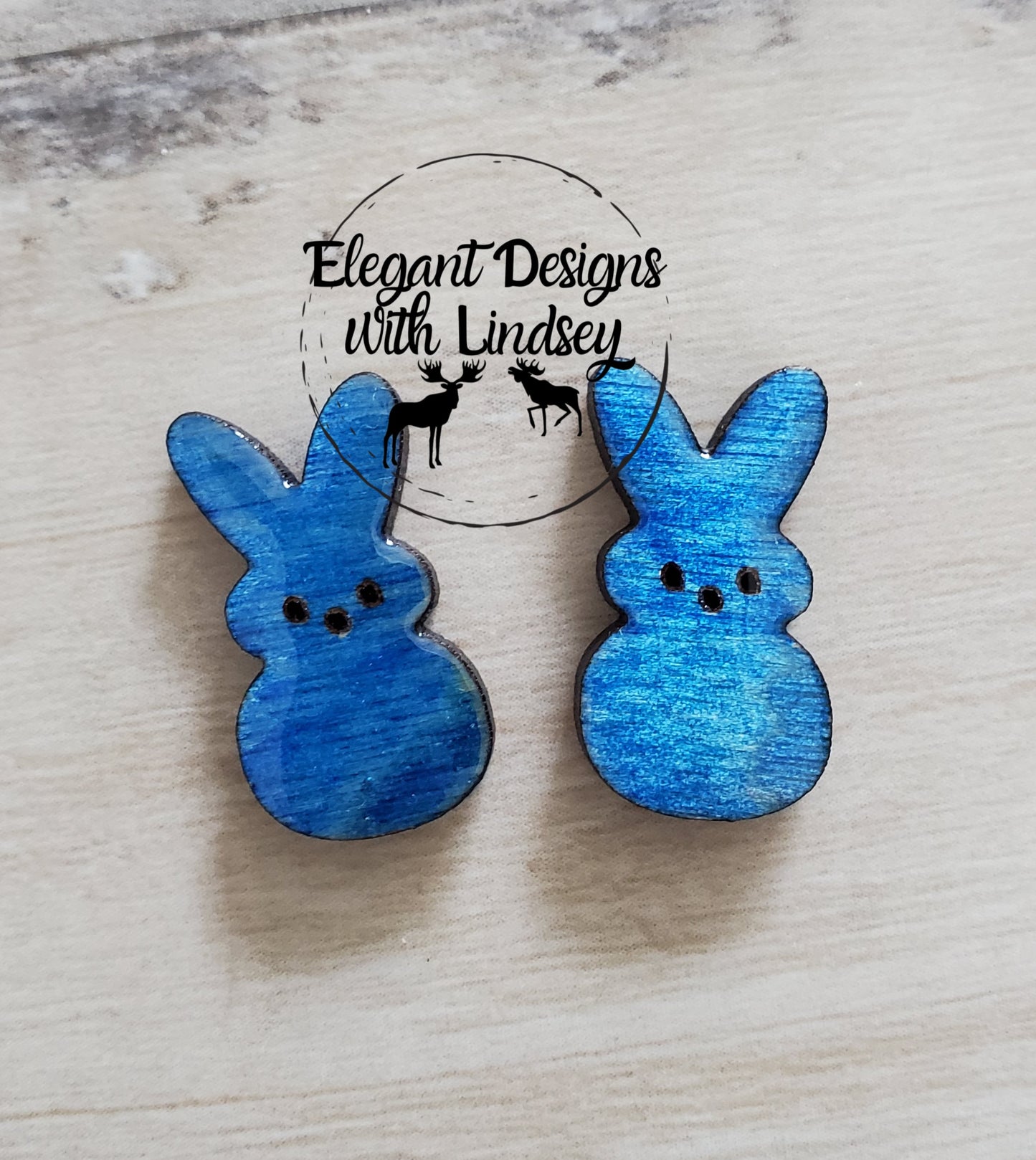 Bunny Painted Wood/Resin Stud Earrings