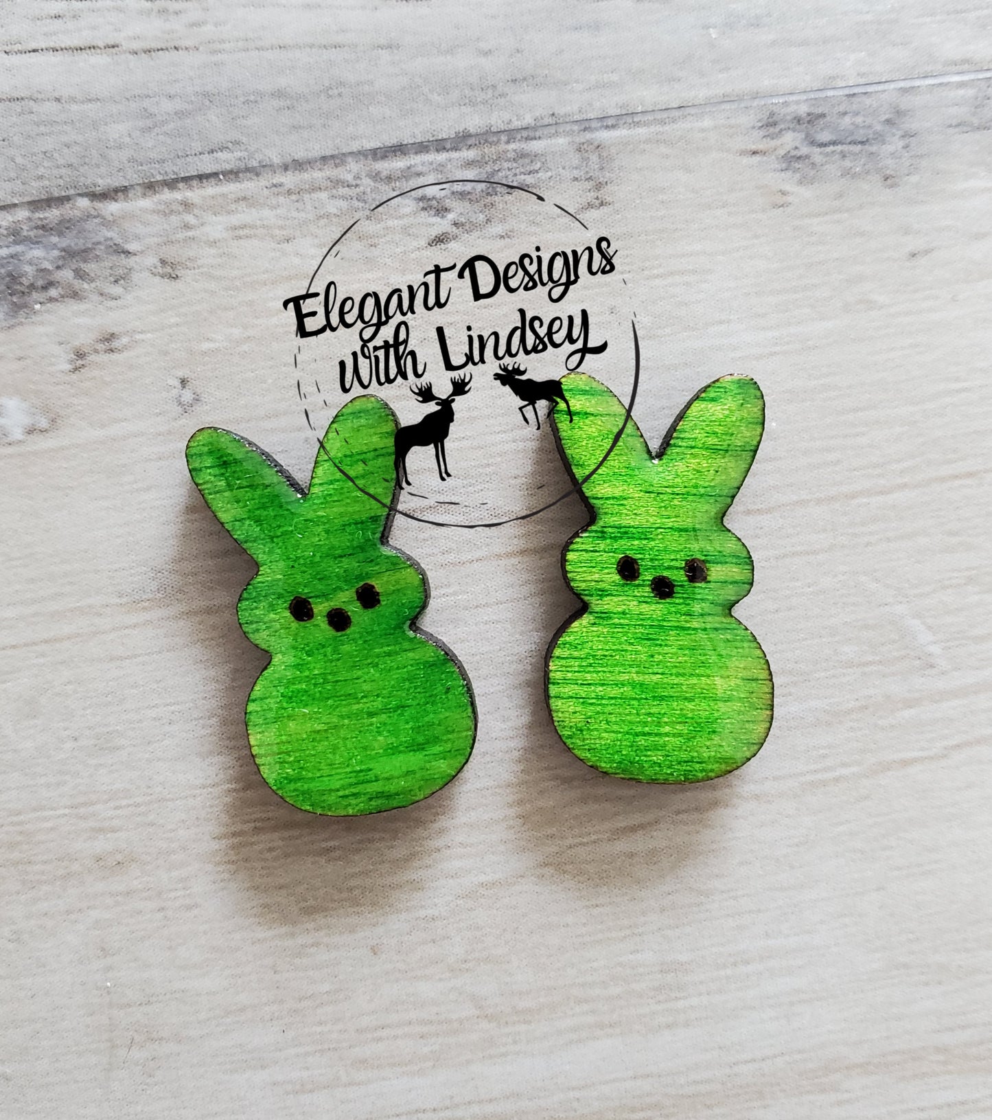 Bunny Painted Wood/Resin Stud Earrings