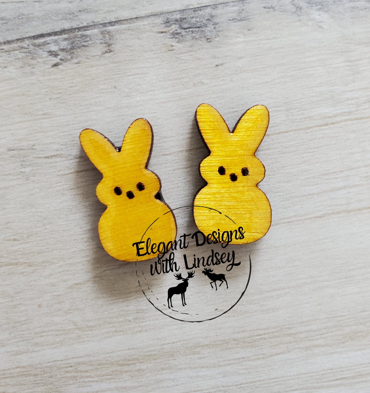 Bunny Painted Wood/Resin Stud Earrings