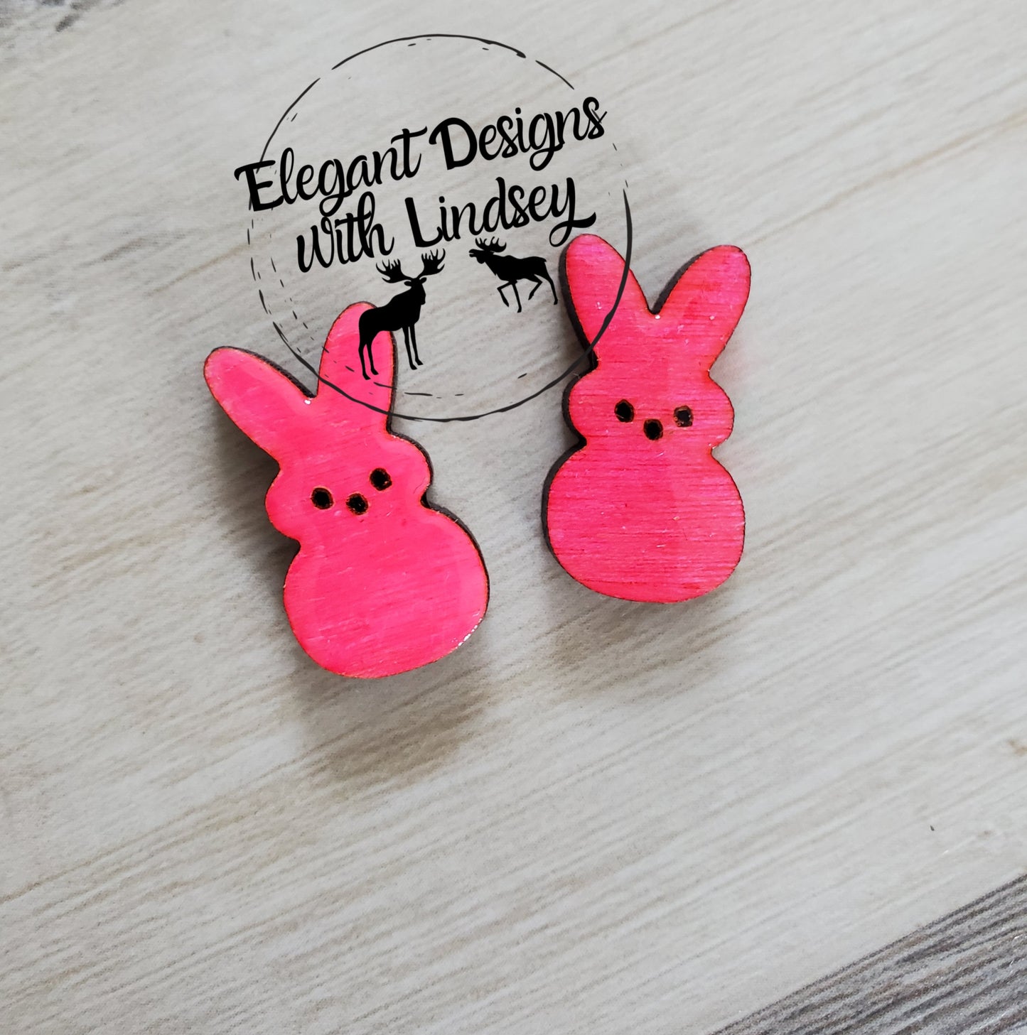Bunny Painted Wood/Resin Stud Earrings