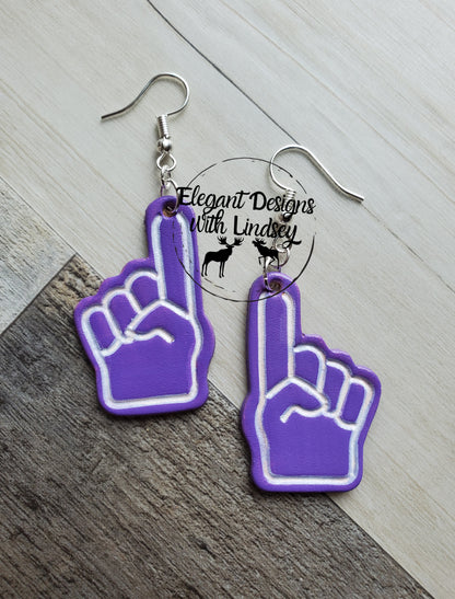 Foam Fingers Genuine Leather Earrings