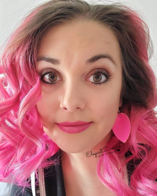 Neon pink Faux leather earrings